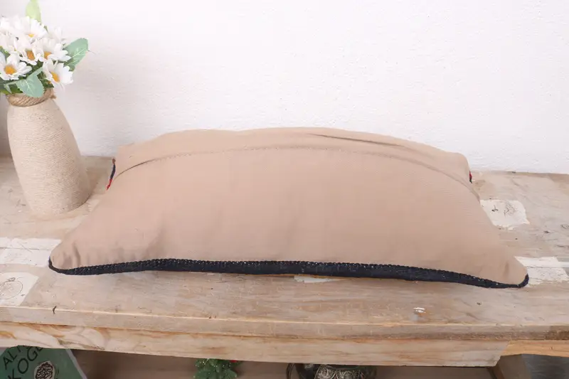 Authentic Pillow Cover, Kilim Pillow Cover, Neutral Throw Cushion Cover, Vintage Kilim Throw Pillow, Pillow, 8x16 Red Cushion, Vintage Pillow - 7