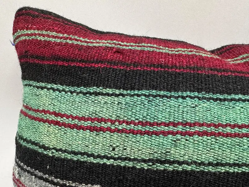 Cozy Throw Pillow Sham, Throw Kilim Pillow, 12x20 Green Cushion, Boho Pillow, Vintage Pillow, Authentic Pillow Case, Cushion Cover, Farmhouse Pillow - 5