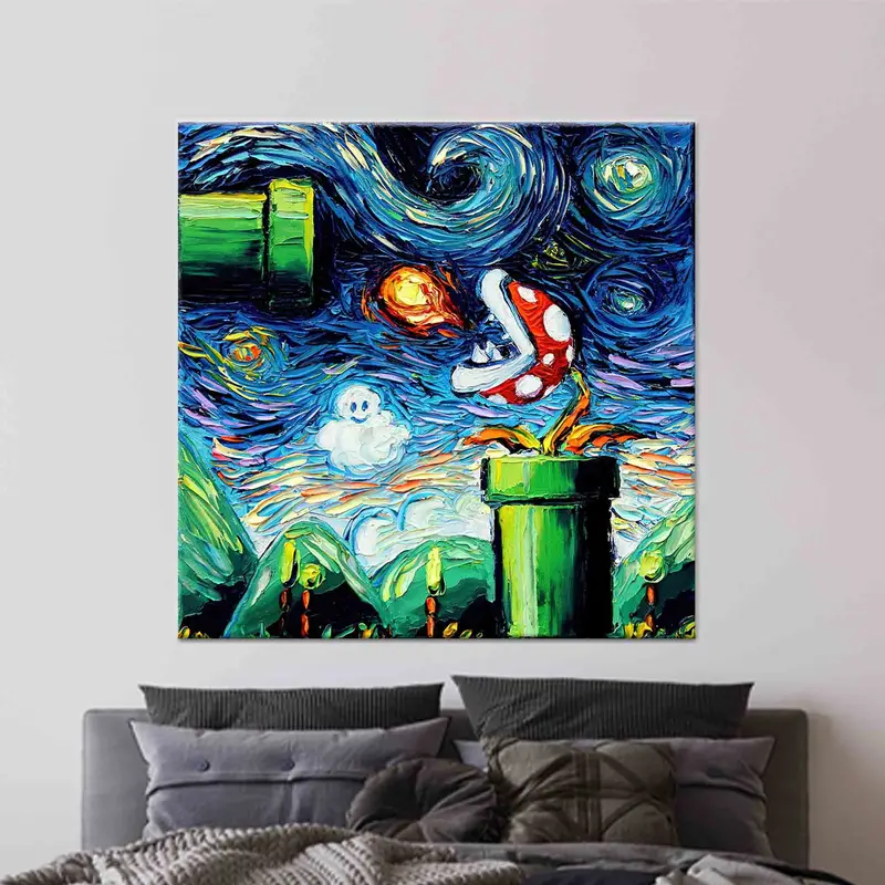 モダンスターリーナイト: スーパーマリオワールド キャンバスプリント