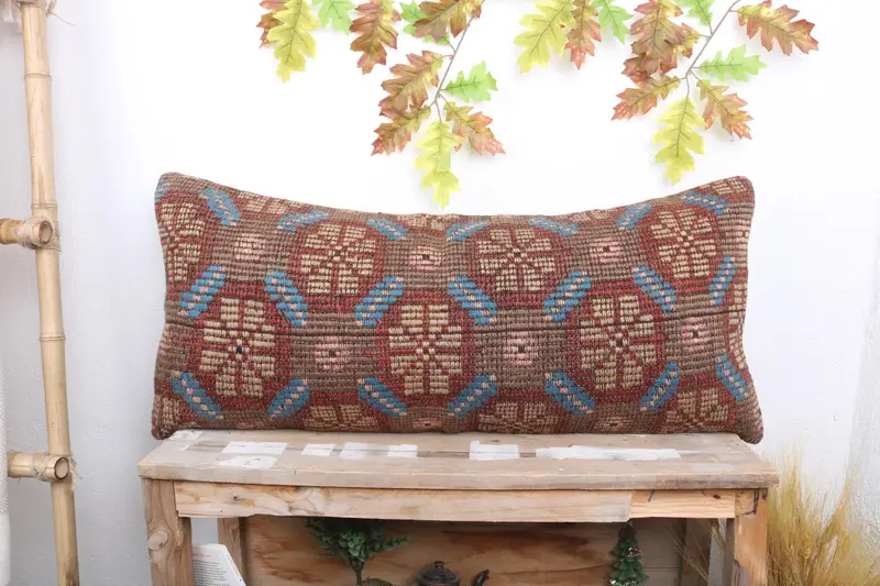 16x36 Red Cushion Cover, Boho Pillow Sham Cover, Bolster Throw Pillow Cover, Car Pillow, Pillow for Couch, Pillow Sham, Gift Pillow - 1
