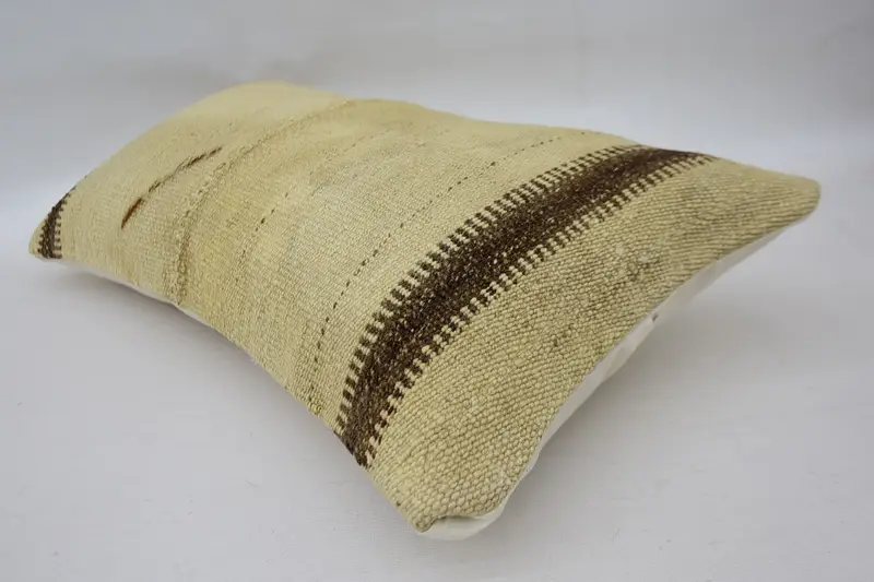 Retro Cushion Cover, Kilim Pillow, Art Deco Pillow Sham, Turkish Kilim Pillow, Boho Pillow Sham Cover, 12x24 Beige Cushion, Cushion Case - 6