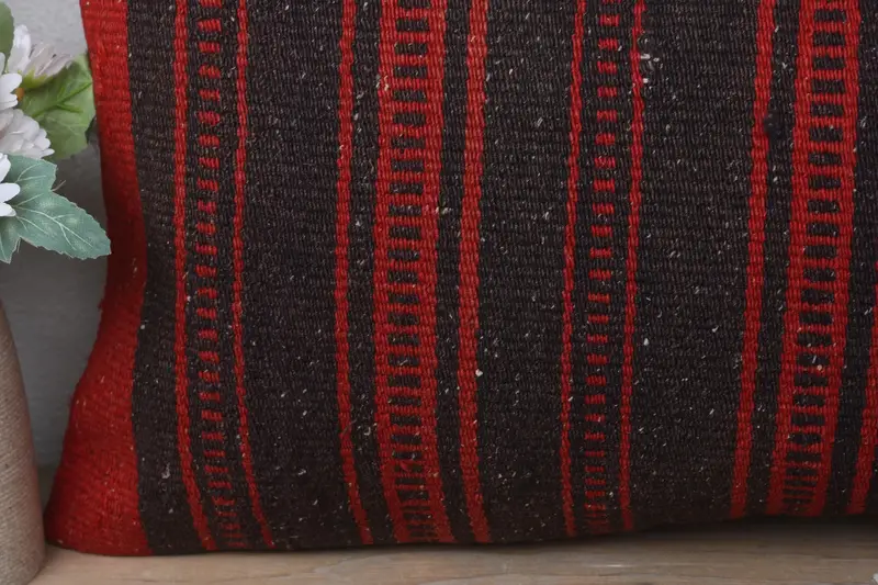 12x24 Red Pillow Cover, Turkish Kilim Pillow, Ethnical Kilim Rug Pillow, Handmade Kilim Cushion, Pillow Cover, Meditation Pillow Sham - 3