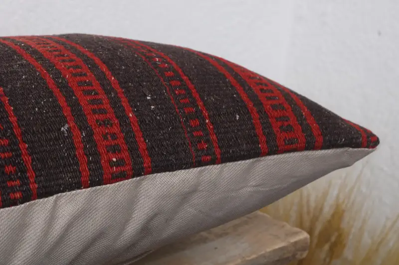 12x24 Red Pillow Cover, Turkish Kilim Pillow, Ethnical Kilim Rug Pillow, Handmade Kilim Cushion, Pillow Cover, Meditation Pillow Sham - 6