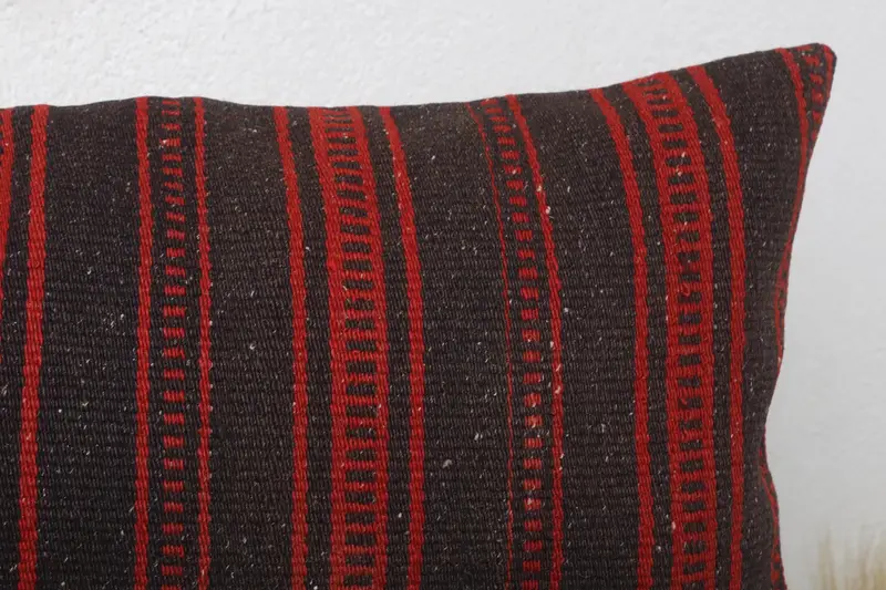 12x24 Red Pillow Cover, Turkish Kilim Pillow, Ethnical Kilim Rug Pillow, Handmade Kilim Cushion, Pillow Cover, Meditation Pillow Sham - 5