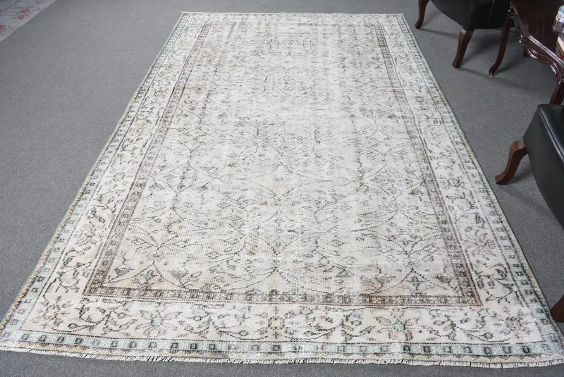 Zarif Bej & Yeşil Halı, 180x270 cm Çizgili Tasarım