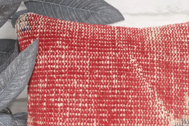 14x14 Red Pillow Cover, Ethnical Kilim Rug Pillow, Boho Pillow, Pillow Cover, Bolster Throw Cushion, Ikat Cushion Cover, Turkish Kilim Pillow - 2