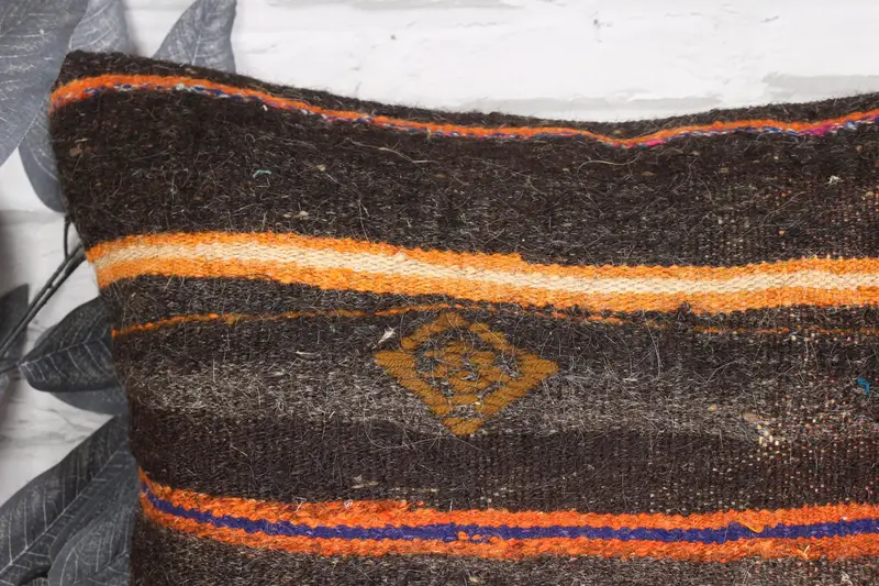 Ethnical Kilim Rug Pillow, 18x18 Brown Pillow Cover, Vintage Cushion Case, Kilim Pillow, Turkish Pillow, Pillow Cover - 2