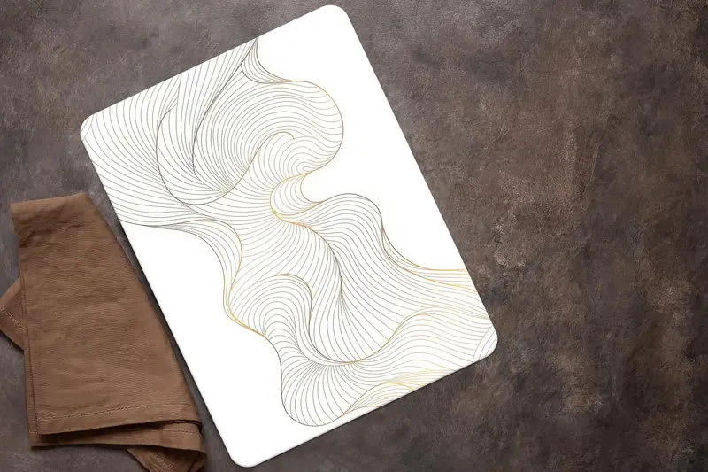 ゴールデンウェーブガラスまな板：モダンなパターン、トレンディなデザイン