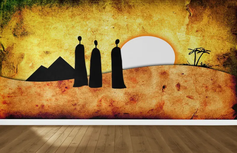 Papel pintado impreso: puestas de sol en el desierto y paisajes africanos