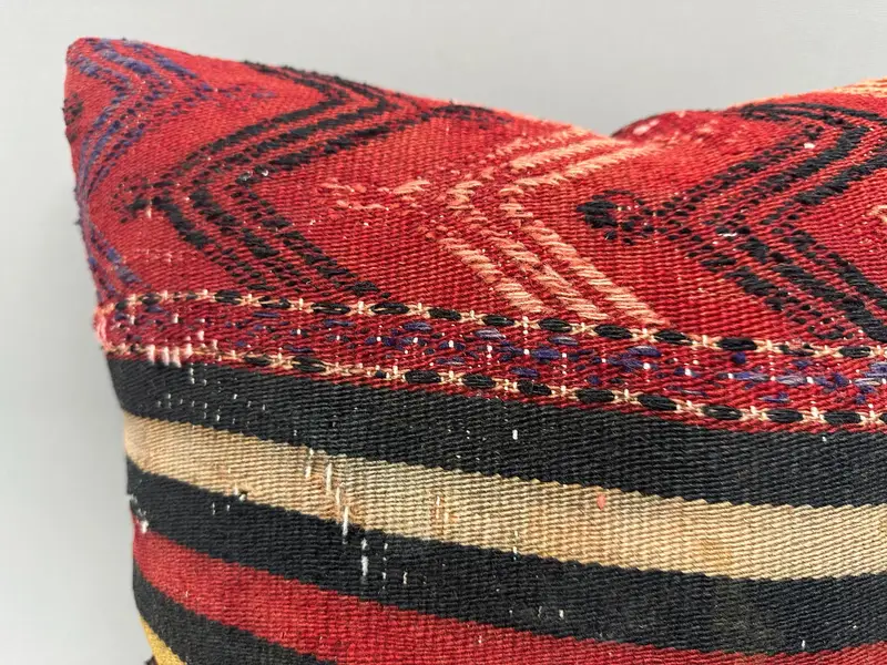 18x18 Red Pillow Case, Colorful Cushion Cover, Kilim Cushion Sham, Pillow for Sofa, Customized Pillow Case, Kilim Pillow Cover, Pillow Sham - 5
