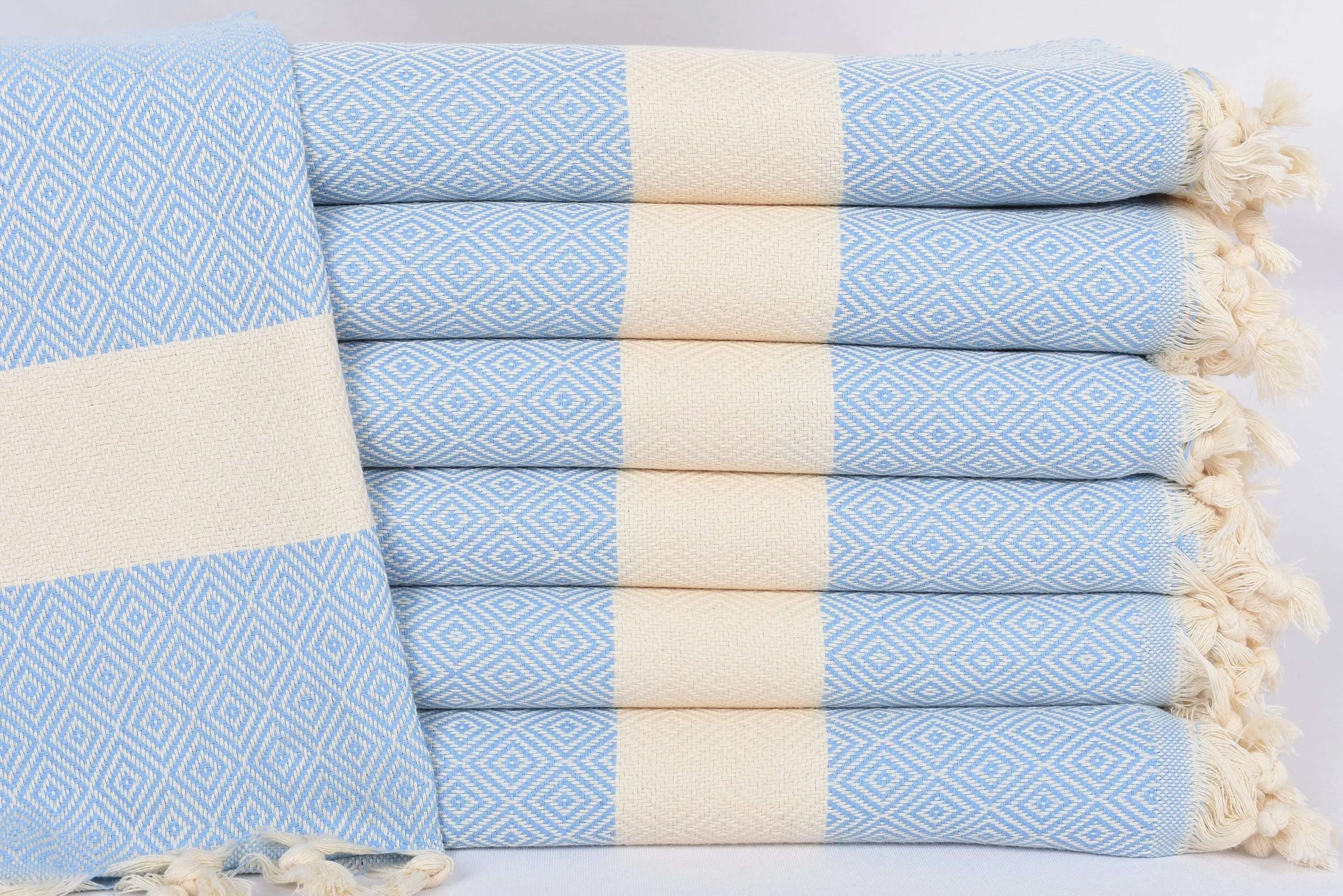 Personalized Hand Towel Organic Cotton Blue Diamond, 36x20 Inches - 1