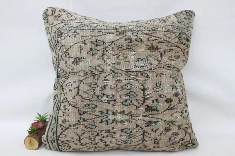 Pillow Sham, Turkish Kilim Pillow, Interior Designer Pillow, Vintage Kilim Pillow, Designer Throw Pillow, 32x32 Beige Cushion - 4