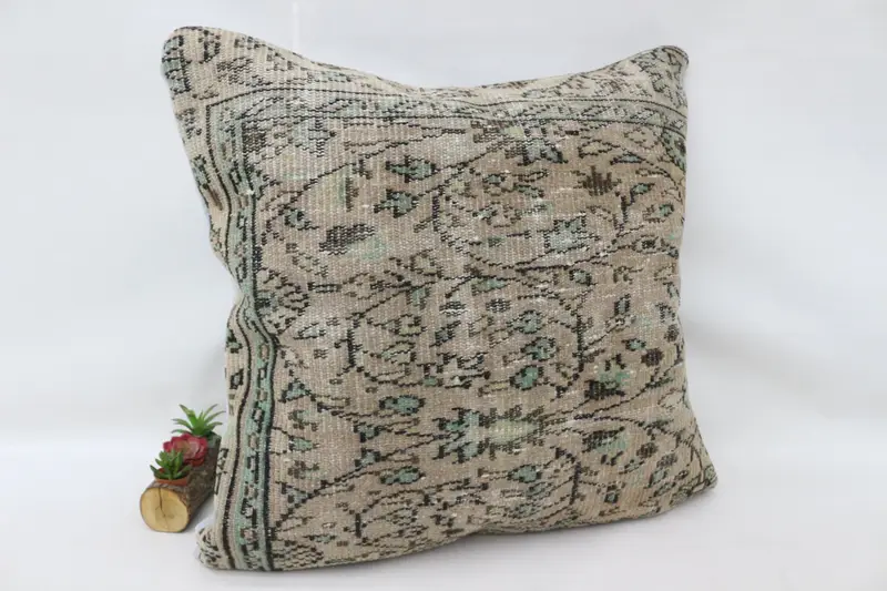 Pillow Sham, Turkish Kilim Pillow, Interior Designer Pillow, Vintage Kilim Pillow, Designer Throw Pillow, 32x32 Beige Cushion - 3