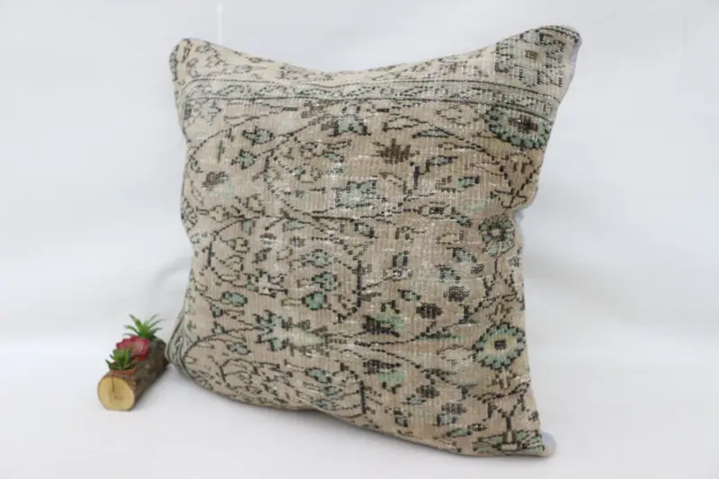 Pillow Sham, Turkish Kilim Pillow, Interior Designer Pillow, Vintage Kilim Pillow, Designer Throw Pillow, 32x32 Beige Cushion - 5