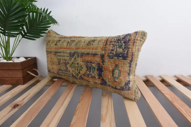 Turkish Pillow, Pillow, Kilim Pillow, Patio Cushion Case, Boho Pillow, Ikat Pillow Cover, 12x24 Purple Pillow Case, Bright Pillow Sham - 5