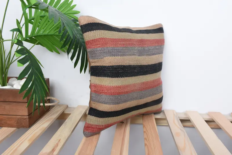 Boho Pillow, 14x14 Red Pillow Cover, Boho Throw Pillow Sham, Luxury Pillow, Pillow for Couch, Cushion Cover, Home Decor Pillow - 4