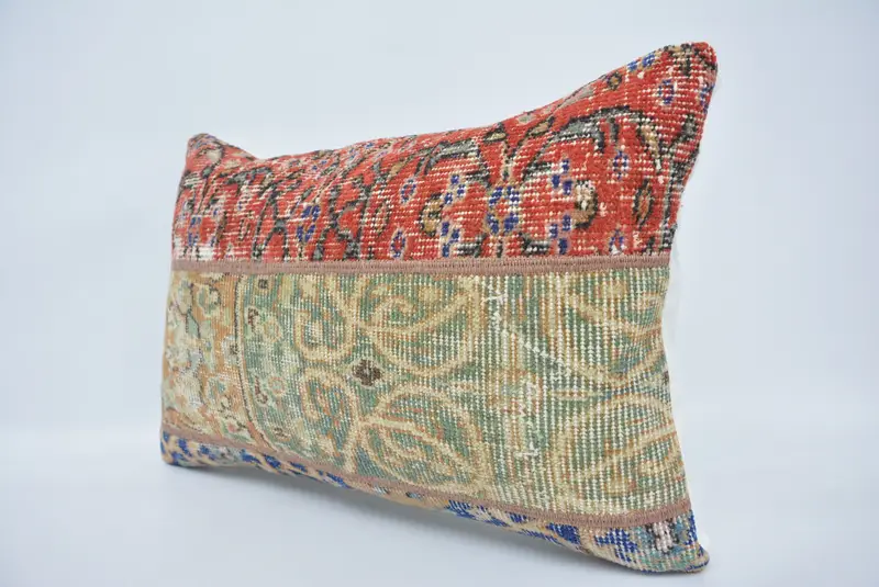 Ethnical Kilim Rug Pillow, Turkish Pillow, Antique Pillows, 16x24 Green Cushion Case, Pillow Sham, Morroccon Kilim Cushion Cushion Case - 4