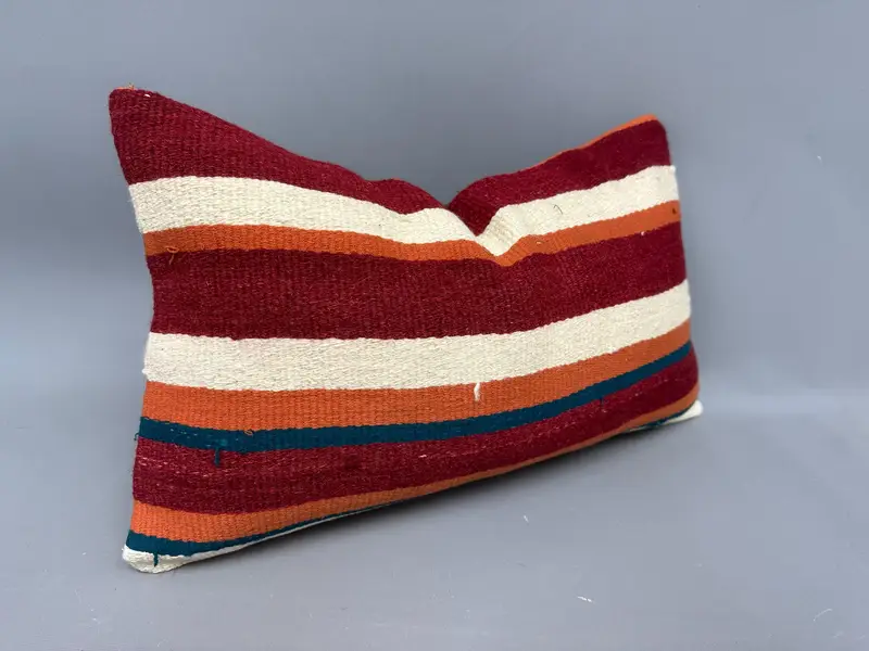 Innenarchitekt -Kissen, Vintage -Kissen, 12x20 Rote Kissenbezüge, Vintage -Kilim -Kissen, Kissenschein, einzigartige Kissenbedeckung - 2