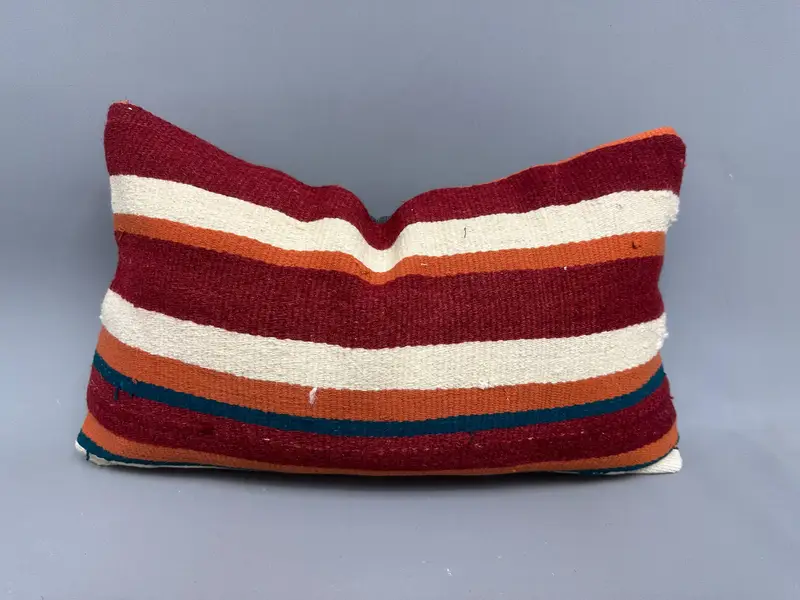 Innenarchitekt -Kissen, Vintage -Kissen, 12x20 Rote Kissenbezüge, Vintage -Kilim -Kissen, Kissenschein, einzigartige Kissenbedeckung - 1