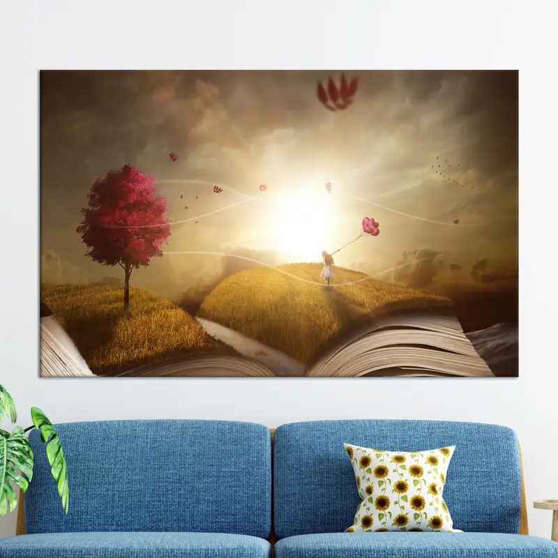 Elegant Abstract Tree Landscape Canvas Print for Book Lovers