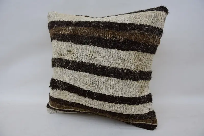 Sustainable Pillow Cover, Boho Pillow Sham Cover, Throw Kilim Pillow, Kilim Pillow Cover, Pillow Case, 16x16 White Cushion Cover, Christmas Pillow - 3