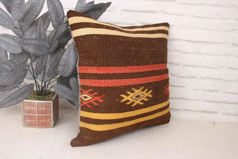 Pet Cushion, Vintage Kilim Throw Pillow, Lounge Throw Cushion Cover, 18x18 Red Pillow, Kilim Cushion Sham, Vintage Pillow, Cushion Case - 3