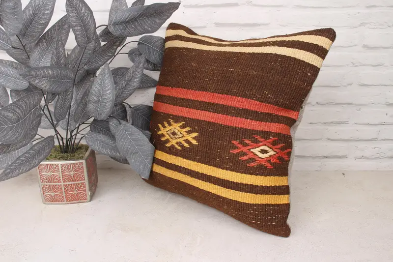 Pet Cushion, Vintage Kilim Throw Pillow, Lounge Throw Cushion Cover, 18x18 Red Pillow, Kilim Cushion Sham, Vintage Pillow, Cushion Case - 4