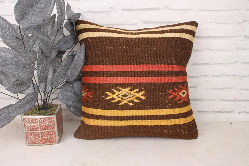 Pet Cushion, Vintage Kilim Throw Pillow, Lounge Throw Cushion Cover, 18x18 Red Pillow, Kilim Cushion Sham, Vintage Pillow, Cushion Case - 1