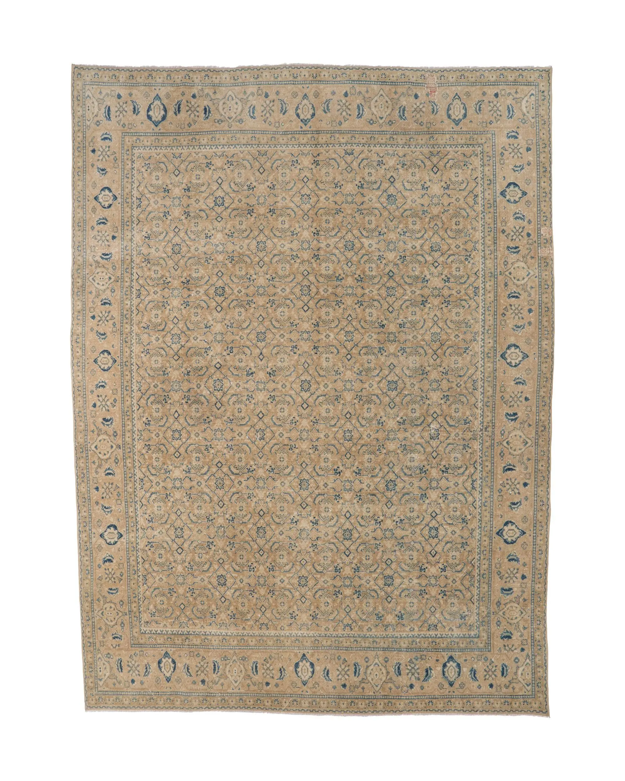 Vintage Rug 9.1x12.5 ft (277x382 cm), Brown Ombré Turkish Rug - 1