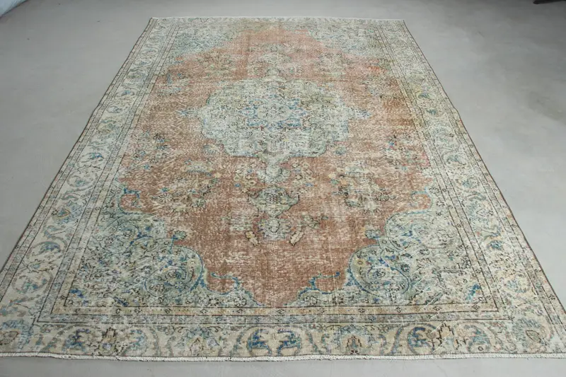 Orange, Green Camouflage Rug, 6.6x9.5 ft Chic Decor