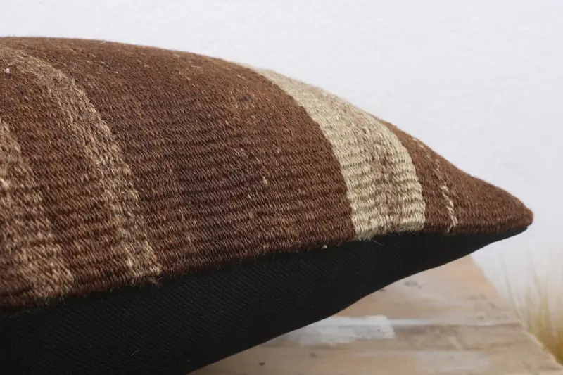 18x18 Brown Pillow Sham, Pillow Sham, Sustainable Cushion, Home Decor Pillow, Patio Cushion Case, Handmade Kilim Cushion, Vintage Kilim Throw Pillow - 6