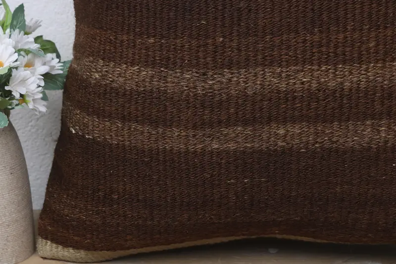 18x18 Brown Pillow Sham, Pillow Sham, Sustainable Cushion, Home Decor Pillow, Patio Cushion Case, Handmade Kilim Cushion, Vintage Kilim Throw Pillow - 3