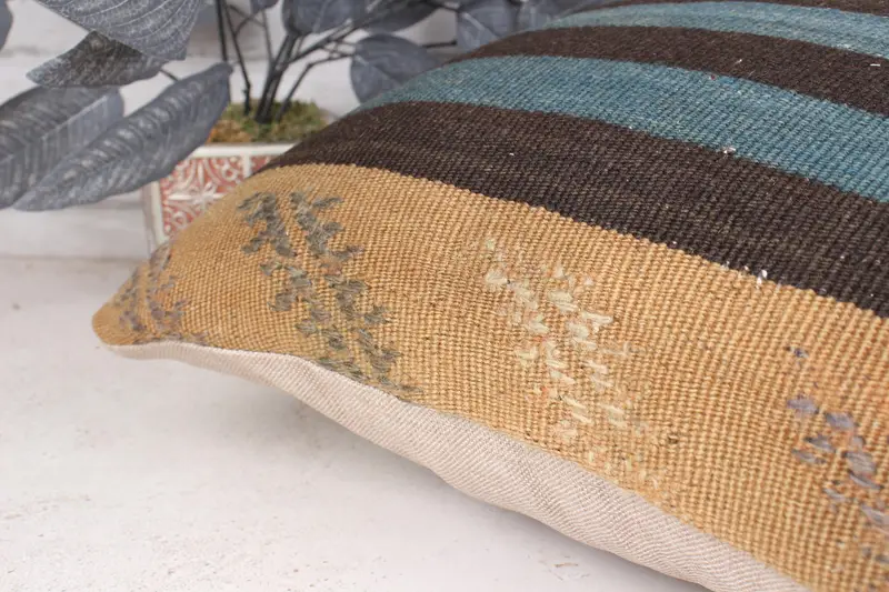 Pillow Sham, 18x18 Beige Cushion Case, Kilim Cushion Sham, Boho Chic Cushion Case, Pillow for Couch, Ethnic Throw Pillow Sham, Turkish Kilim Pillow - 7