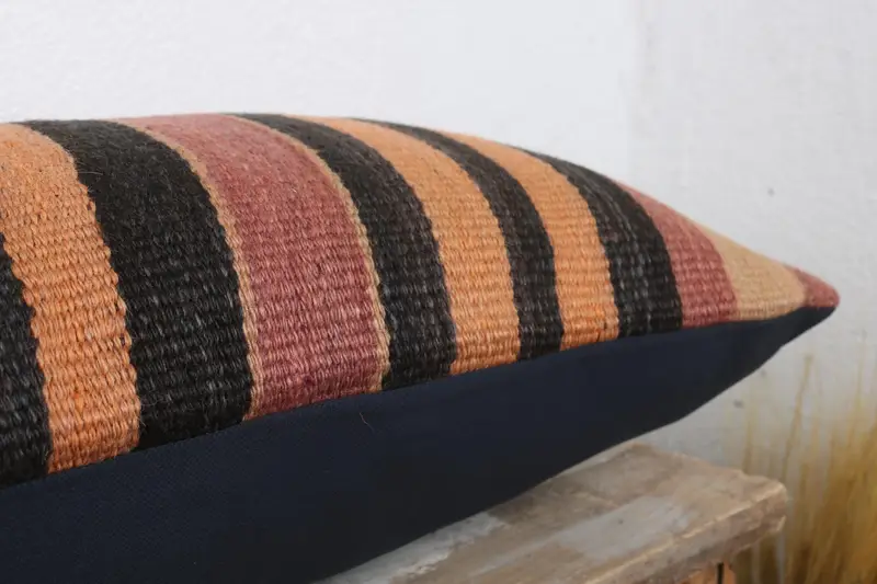 Meditation Pillow Case, Home Decor Pillow, Turkish Pillow, Ethnical Kilim Rug Pillow, Garden Cushion, 12x36 Red Cushion, Cushion Case - 6