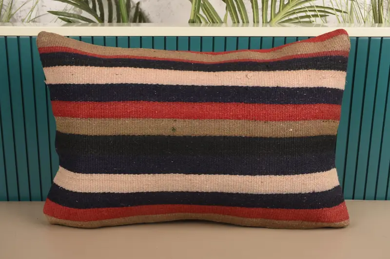 Turkish Lounge Striped Pillow Sham, DesignerRed Gift 16x24 inch Bohemian Euro Sham - 1