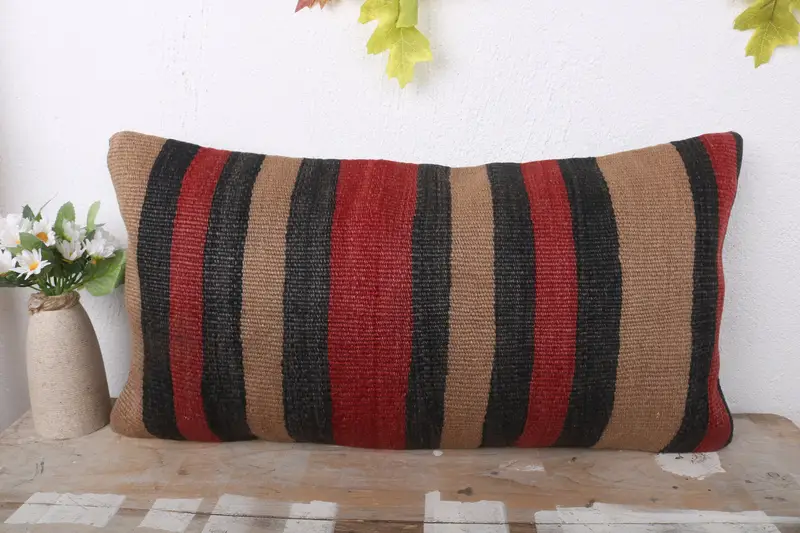 12x24 Beige Pillow Sham, Boho Pillow, Lounge Throw Pillow Sham, Garden Pillow Case, Kilim Pillow Cover, Cushion Case, Turkish Pillow - 2
