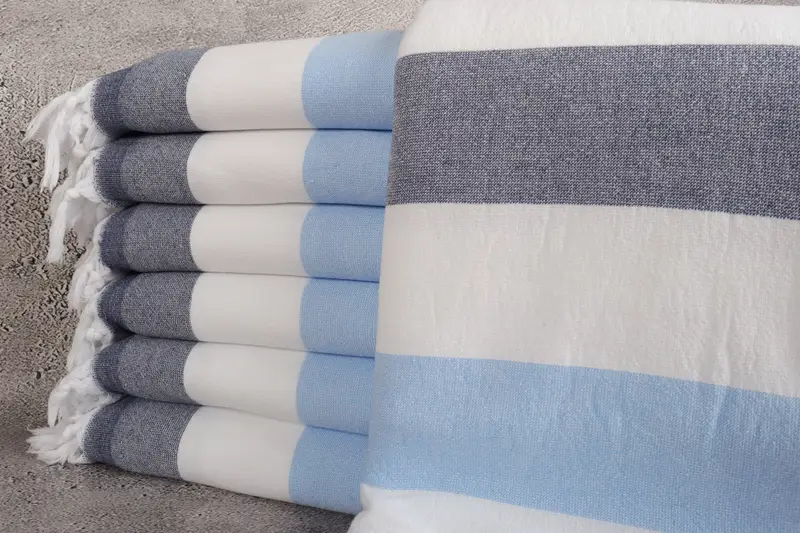 Wedding Gift Organic Striped Terry Peshtemal, Beige, 36x63 Inches