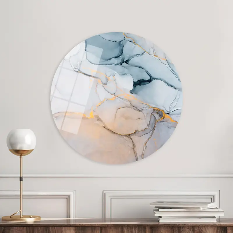 Elegant Blue Marble Canvas: Soft Tones, Luxury Livingroom Decor