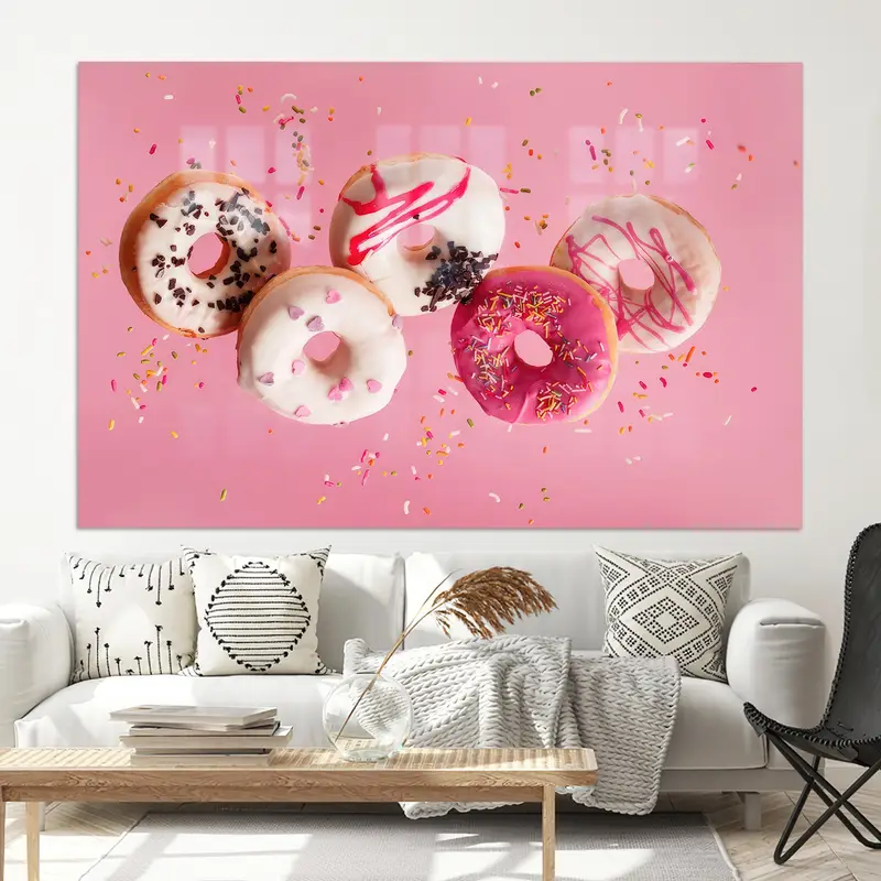 Zarif Baskılı Cam: Modern Mutfaklar için Pembe Donut Teması