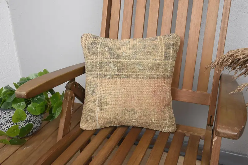 Orange & Braunes Southwestern Kissen, Vintage besticktes Kissen