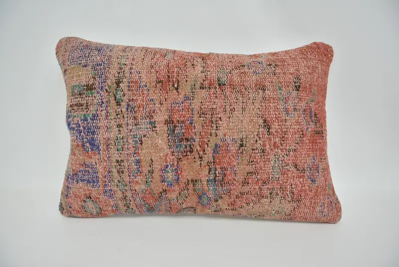 Vintage Kilim Throw Pillow, Muted Pillow Case, 16x24 Red Cushion, Pillow, Sofa Bolster Pillow Sham, Ethnical Kilim Rug Pillow, Kilim Cushion Sham - 1