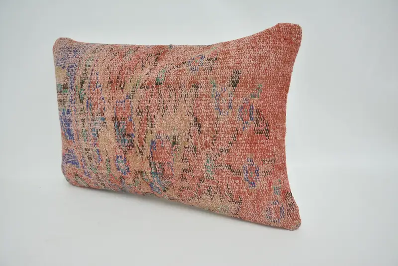 Vintage Kilim Throw Pillow, Muted Pillow Case, 16x24 Red Cushion, Pillow, Sofa Bolster Pillow Sham, Ethnical Kilim Rug Pillow, Kilim Cushion Sham - 4