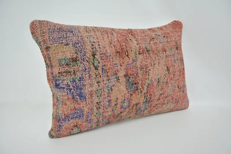Vintage Kilim Throw Pillow, Muted Pillow Case, 16x24 Red Cushion, Pillow, Sofa Bolster Pillow Sham, Ethnical Kilim Rug Pillow, Kilim Cushion Sham - 3
