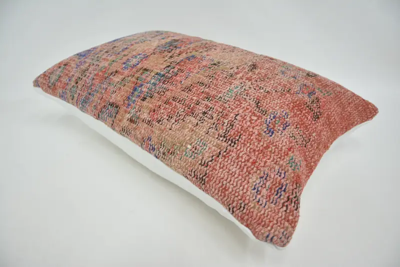 Vintage Kilim Throw Pillow, Muted Pillow Case, 16x24 Red Cushion, Pillow, Sofa Bolster Pillow Sham, Ethnical Kilim Rug Pillow, Kilim Cushion Sham - 6