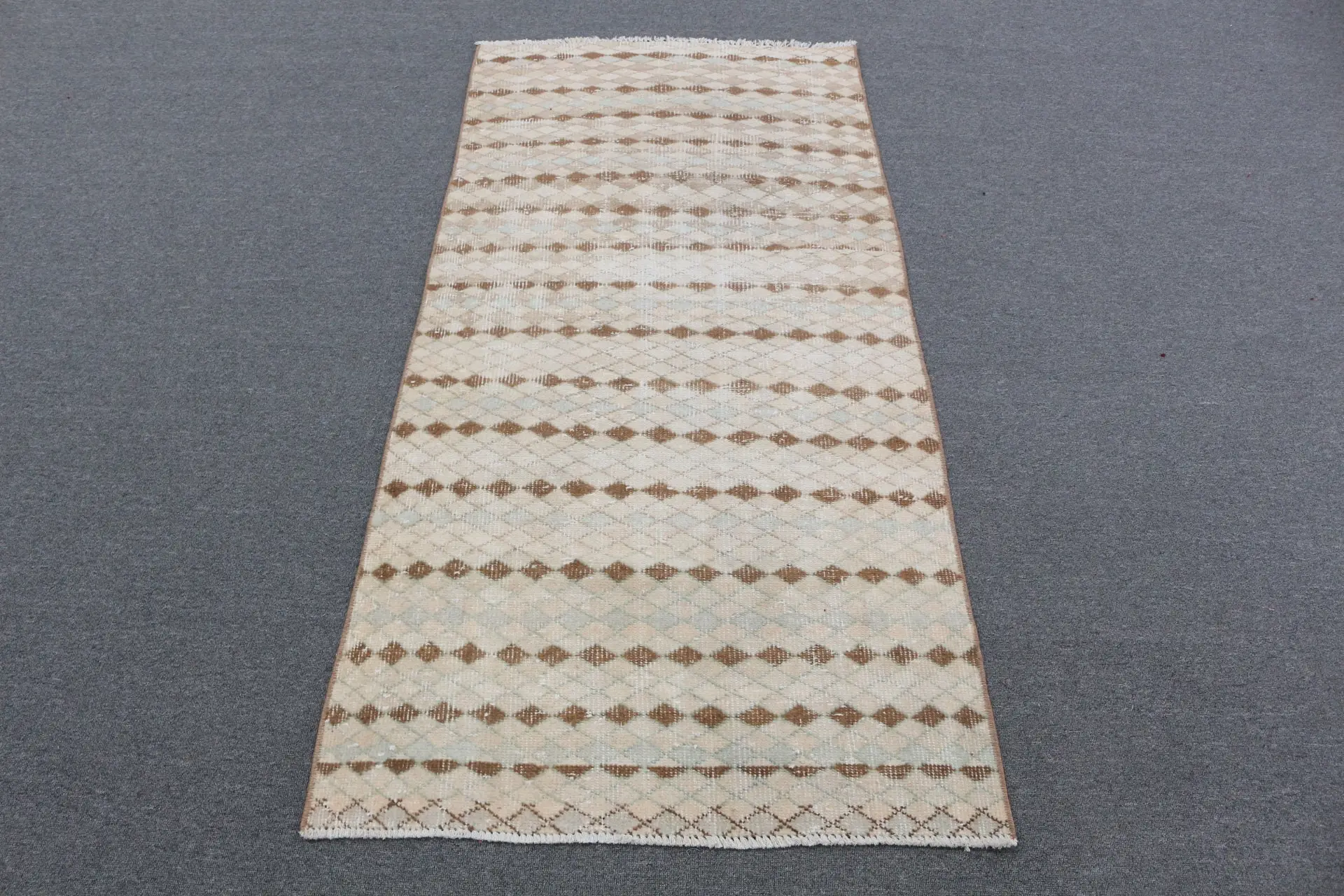 Turkish Rug, 2.9x6 ft Accent Rug, Brown White Wool Rug - 1