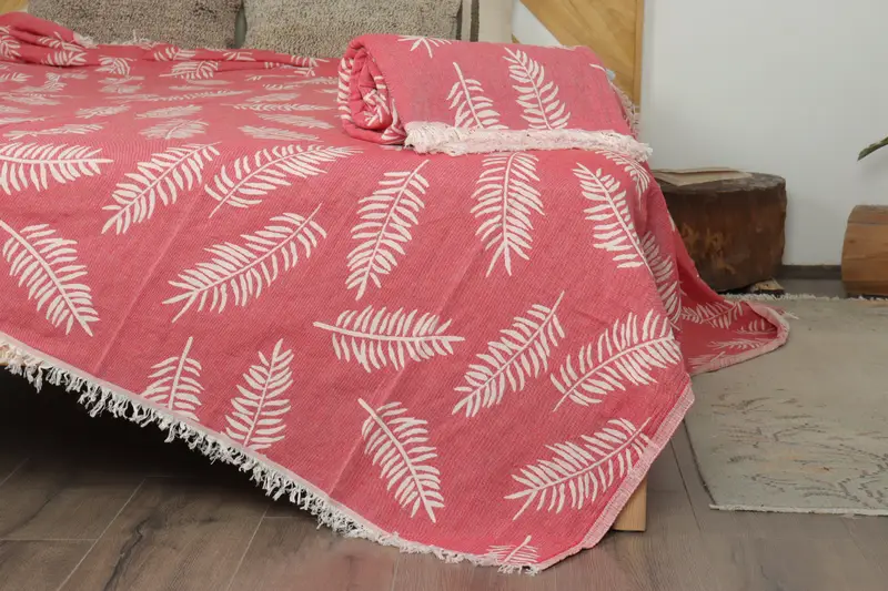 88x80 Cotton Floral Patterned Towel, Custom Wedding Gifts, Custom Gift, Woven Blanket, Best Friend Wedding Gift, Boho Throw Blankets, Organic Throw - 7
