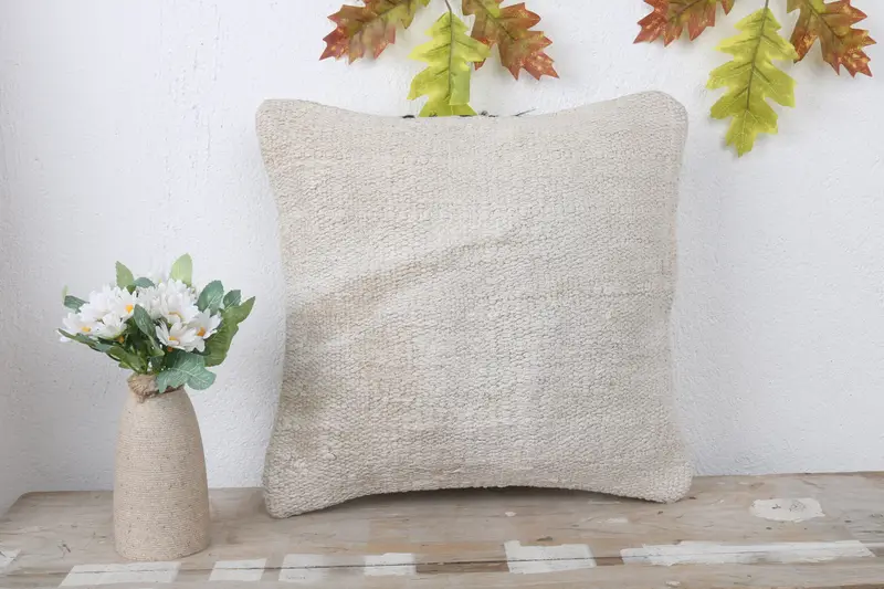 Cushion, Cotton Pillow, Home Decor Pillow, Turkish Pillow, Throw Kilim Pillow, Ikat Cushion Cover, 14x14 White Cushion Cover - 2