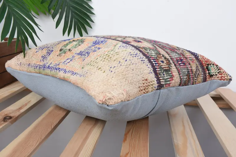 Rustic Pillow Sham, 16x16 Blue Cushion Case, Throw Kilim Pillow, Vintage Pillow, Nomadic Pillow Cover, Boho Pillow, Pillow Case, Tribal Pillow Sham - 6