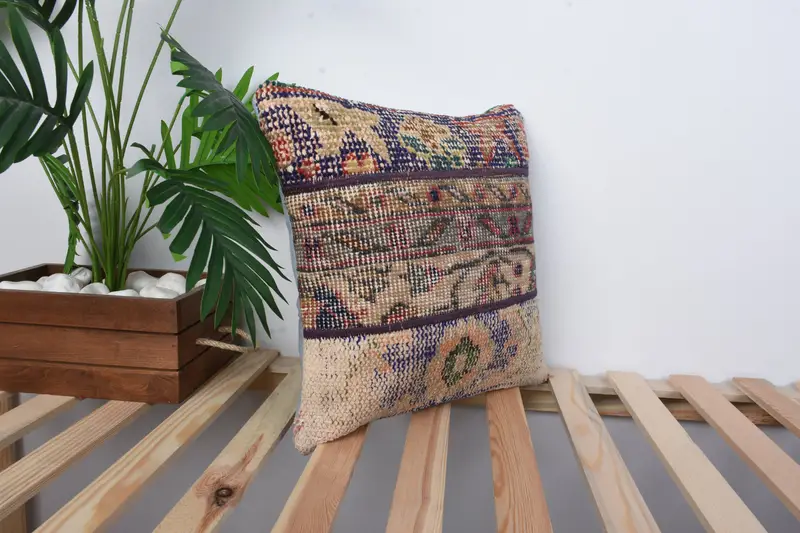 Rustic Pillow Sham, 16x16 Blue Cushion Case, Throw Kilim Pillow, Vintage Pillow, Nomadic Pillow Cover, Boho Pillow, Pillow Case, Tribal Pillow Sham - 4