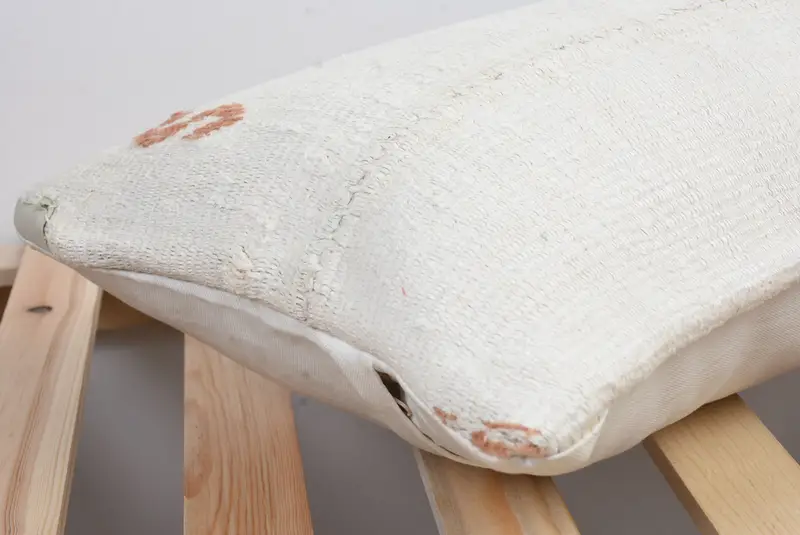 Turkish Corner Cushion Cover, 12x20 White Cushion Cover, Cushion Case, Handmade Pillow Sham, Pillow for Couch, Gift Pillow, Kilim Pillow - 4